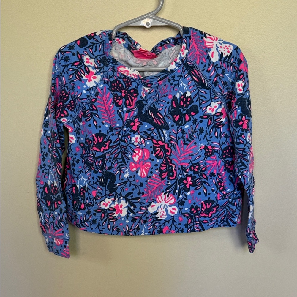 Lilly Pulitzer Girls 4-5 Floral Long Sleeve Sweatshirt with Pockets